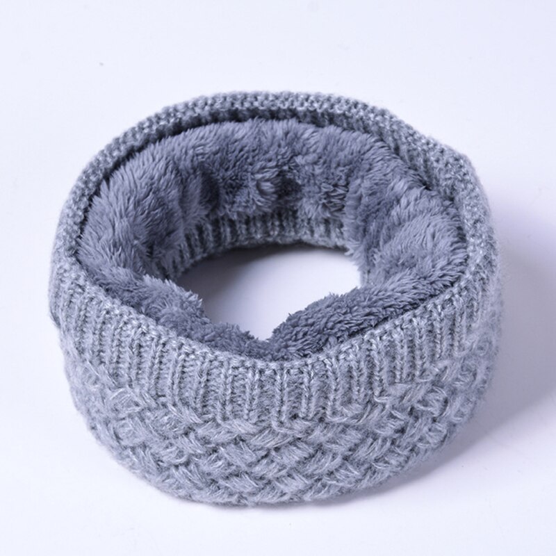 Winter Warm Scarf For Women Knitted Neck Scarves Rings Plush Children Men's Collar Ring Female Foulard Neckerchief: gray