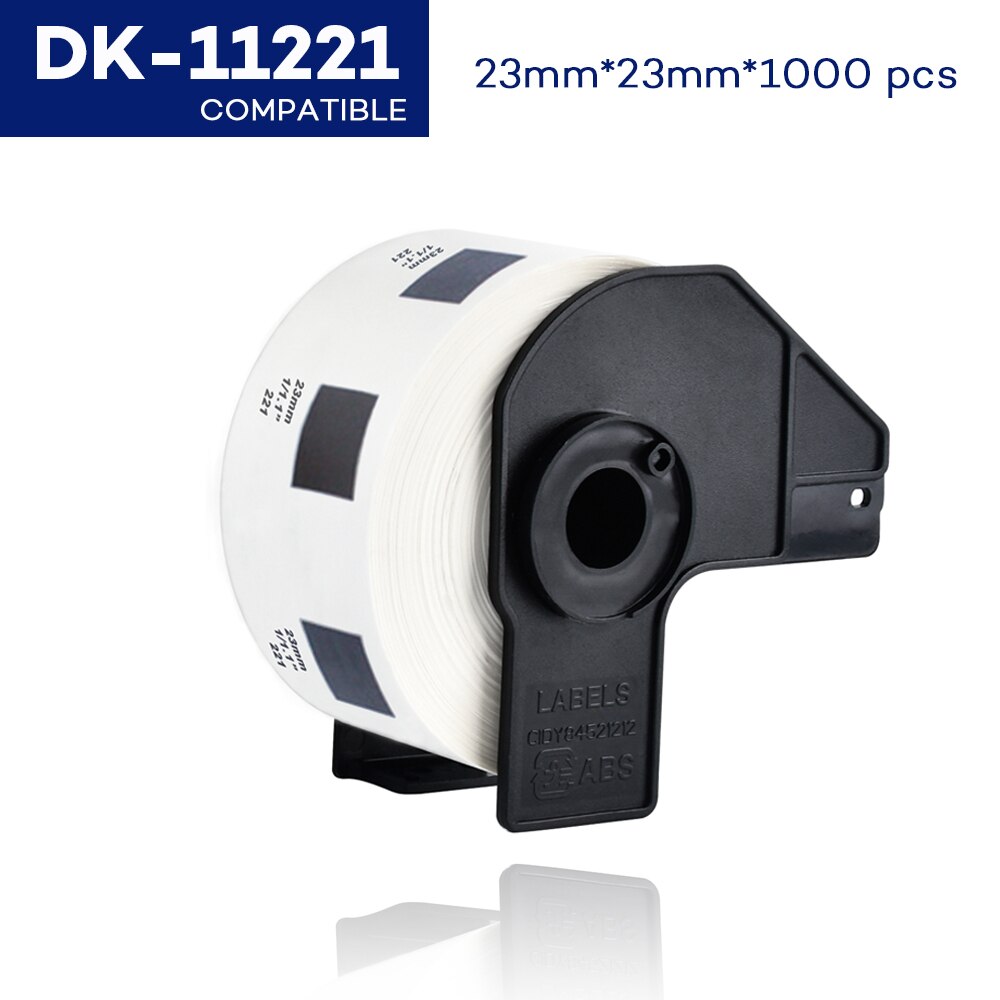 CIDY-rollo de papel térmico troquelado para impresora, rollo de papel térmico troquelado Compatible con máquina de etiquetas Brother DK11221 DK-11221 DK221, para DK-1221 DK 11221, 23x23mm, 1 unidad