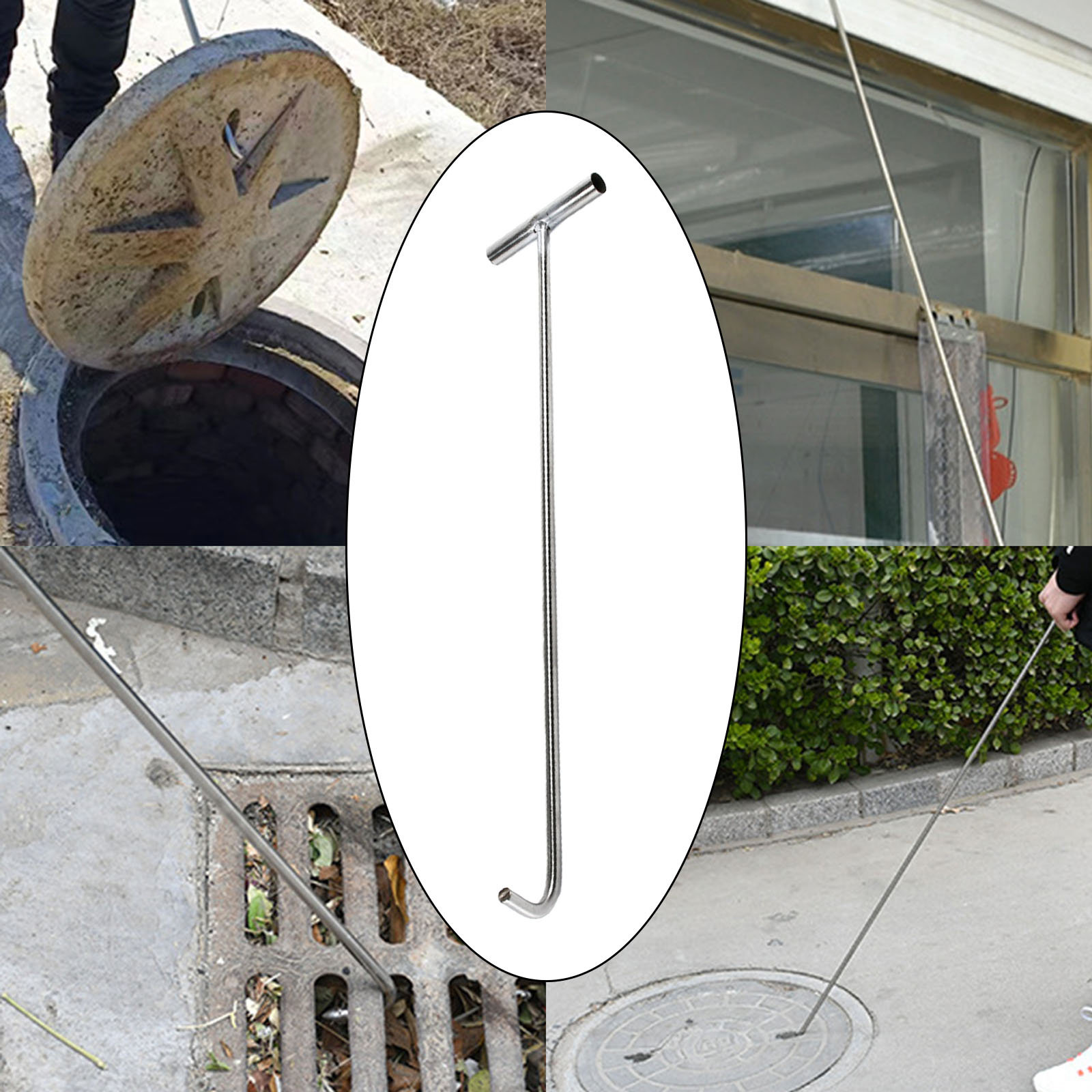 Puthaak Gereedschap Veelzijdige Lifter Riool Staal Duurzaam Goed Deksel Haak Open Putdeksel Rollende Deuren Lifting Utility Tool