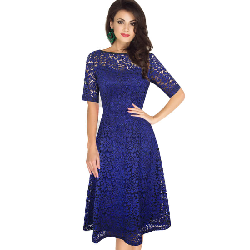Vintage Party Dress Lace Half Sleeve Dress Women Plus Size Dress Dress