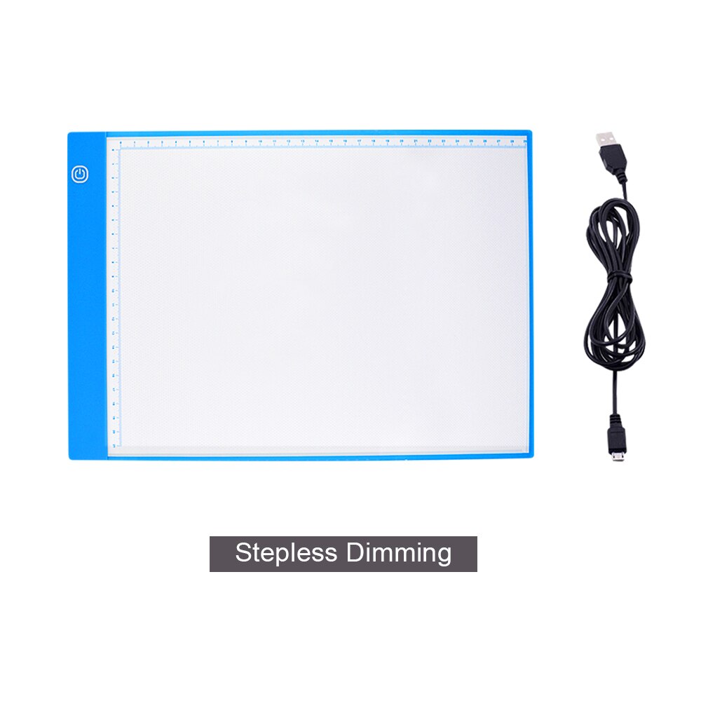 CHIPAL Scale A4 LED Drawing Tablet Digital Graphics Tablets Electronics USB Dimming Light Box Graphic Art Writing Copy Board: Blue Scale Stepless