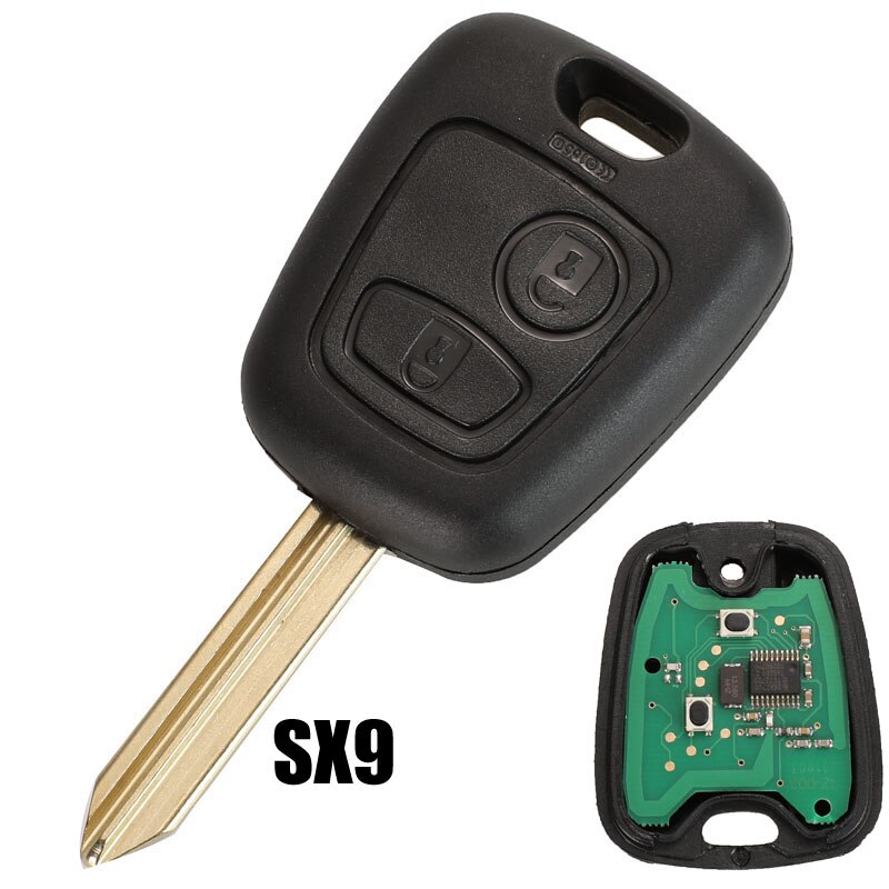 Jingyuqin 2 botones preguntar llave de control remoto Fob controlador para PEUGEOT 206 PEUGEOT 433MHZ con PCF7961 Chip transpondedor: SX9