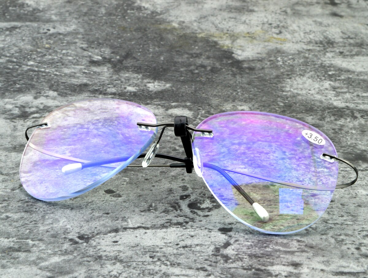 Ultralight Pilot Randloze Leesbril Met Aluminium Frame Voor Mannen Vrouwen Blauw Licht Blokkeren Met Case + 1.0 + 1.5 + 2.0 + 2.5