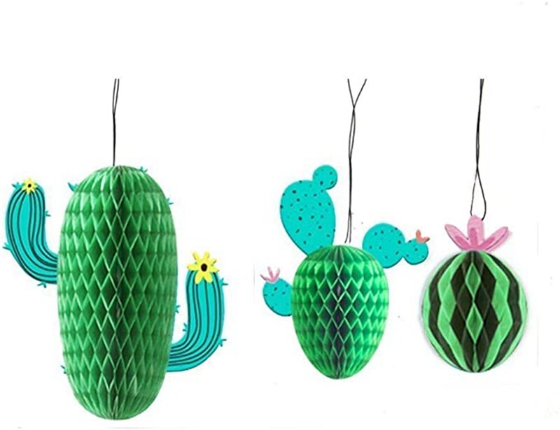 Wiszące papierowe papierowe flaming ananas kaktus o strukturze plastra miodu strona dekoracji hawajskie Luau urodziny ślubny wystrój domu dostaw: 3szt