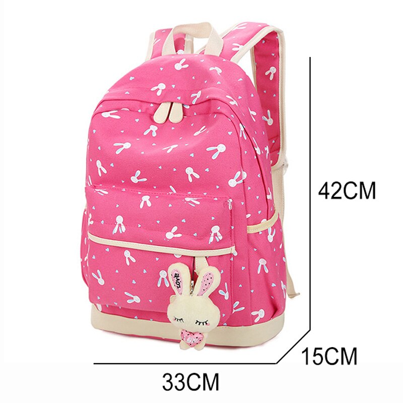 4 stk / sæt skoletasker til teenagere piger skoletaske stor kapacitet damer kvinder skole rygsæk søde udskrivning studerende bogtasker
