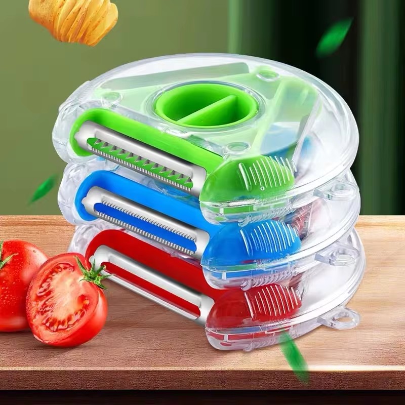 Ensemble éplucheur magique 3 en 1, trancheuse, déchiqueteuse, coupe-julienne, zesteurs à lame multi-pelage, râpe, accessoires d'outils de cuisine, 1 pièce: Gris clair