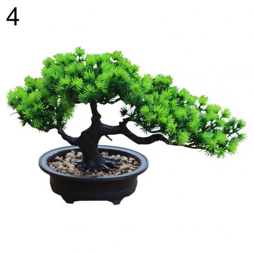 1pc kunstig bonsai lite grønt tre med potteplanter furu kunstig potteplante ornamentr plante kunstig plante kontor: 4