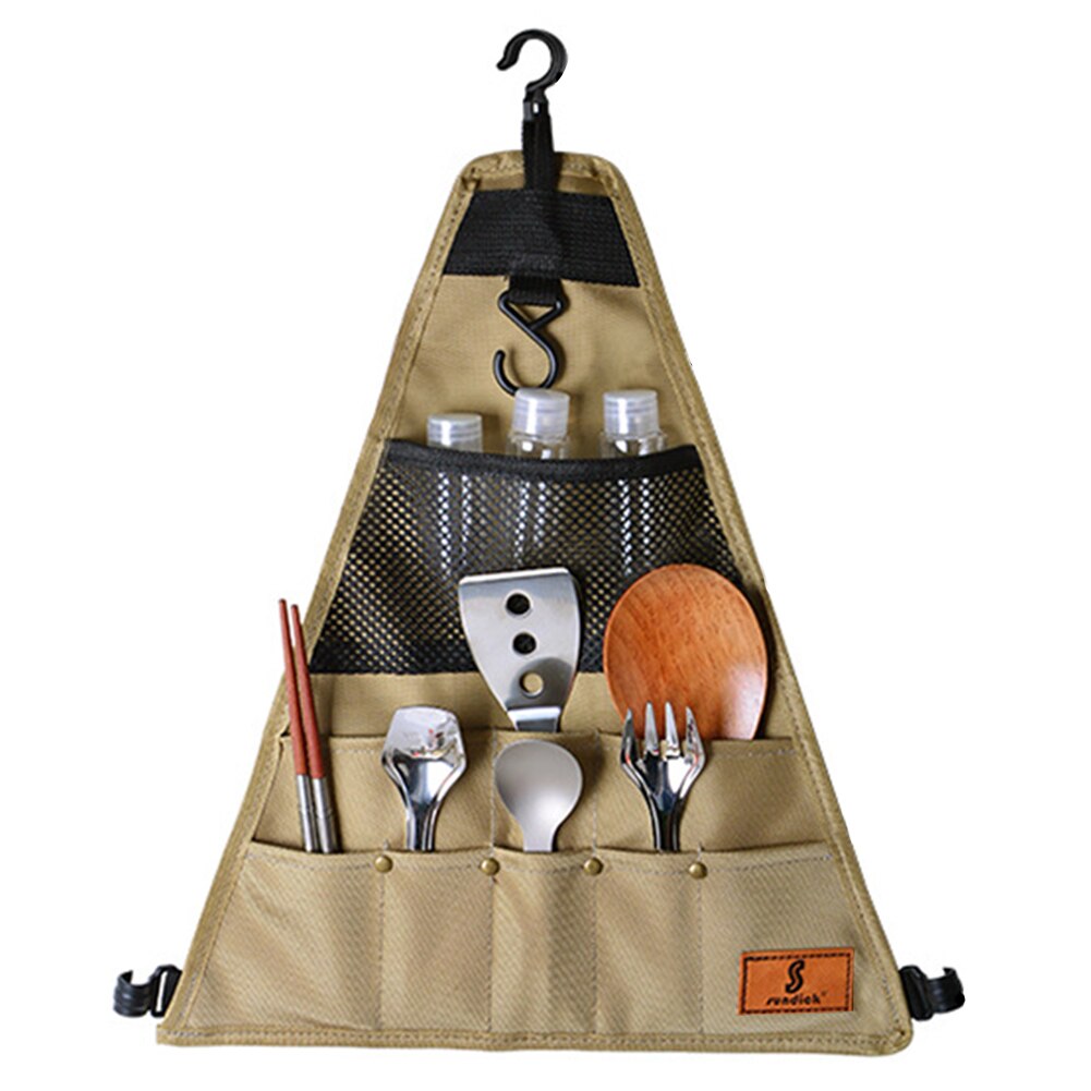 SUNDICK 900D Oxford Cloth Outdoor Camping Picnic Tableware Storage Bag Portable Barbecue Cutlery Organizer Hanging Holder Bags: triangle small