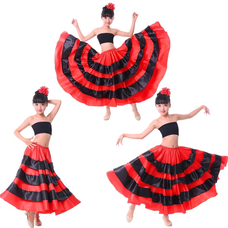 Latin Dance Dress Salsa Tango Dance Dress Skirt Adult Performance Costume Girls Ballroom Flamengo Dress Bullfighting Skirts