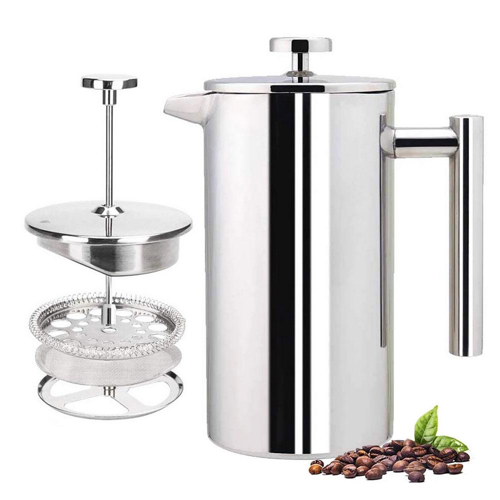 Vintage French Press Caffè Doppia Parete In Acciaio Inox: 1000ml / 963,9g – Beccuccio Antigoccia