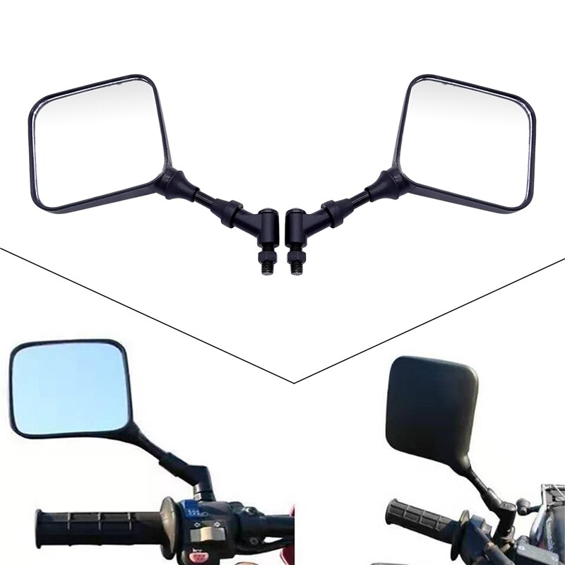 1 par sort firkantet dobbelt sport motorcykel spejle sidespejle passer til suzuki  dr 200 250 dr350 350 drz 400 650 dr650