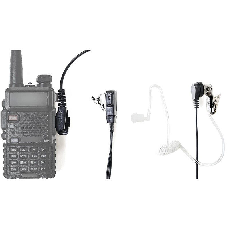 Radio Earpiece 2-Pin Covert Acoustic Tube Earpiece With A Mic PTT Walkie Talkie Headset For Baofeng Puxing Wouxun