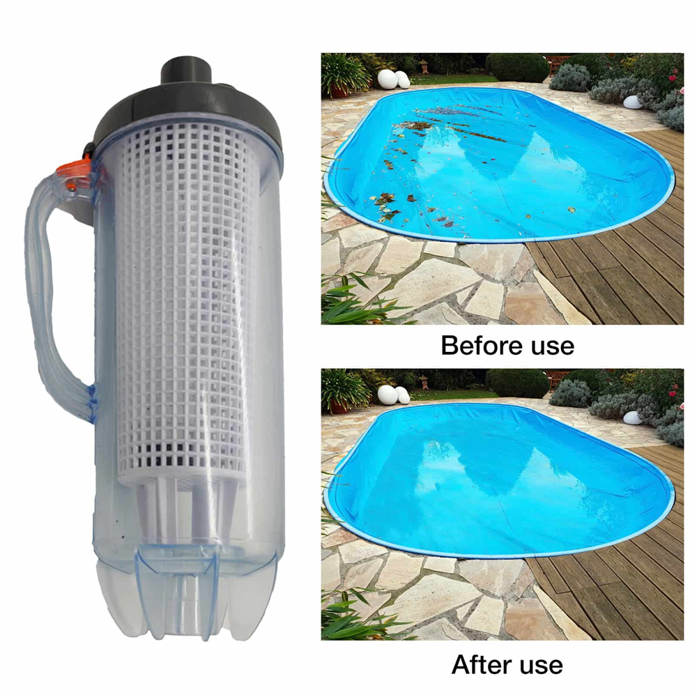 Colector de hojas al vacío de gran capacidad para piscina, recipiente de succión de hojas con cesta de filtro, Herramientas de limpieza de manguera de 24cm