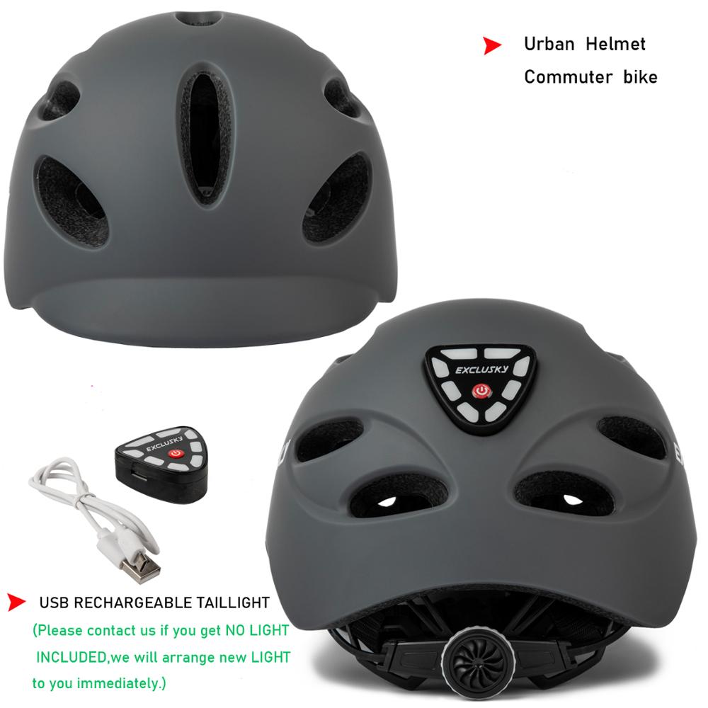 EXCLUSKY Adult Rechargeable USB Safety LED Road Cycling Bicycle Light Helmet Size M and L CE CPSC Certification
