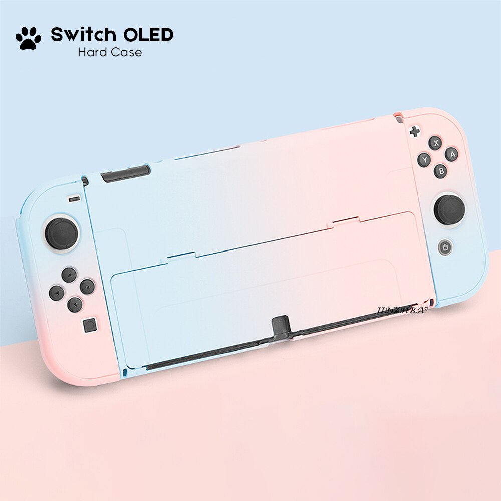 NEUE Für Schalter OLED Schutzhülle Soft/Hard Cover Kawaii Rosa Silikon Schutzhülle Für Nintendo OLED Konsole Zubehör: Bracket-Blue-Pink