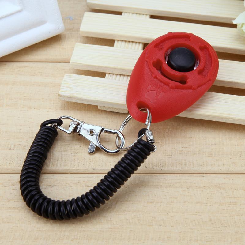 Universal Pet Trainer perros entrenamiento Clicker llavero mascotas entrenamiento herramientas ajustable Cadena de llaves sonoras perro Clicker sonido entrenamiento