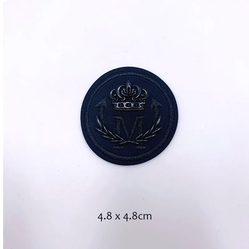 Parches bordados de cuero y Metal negro 3D para ropa, sin pegatina para planchar, coser en ropa, corona, abeja, tigre, Lobo, rayas de roca: Níquel negro