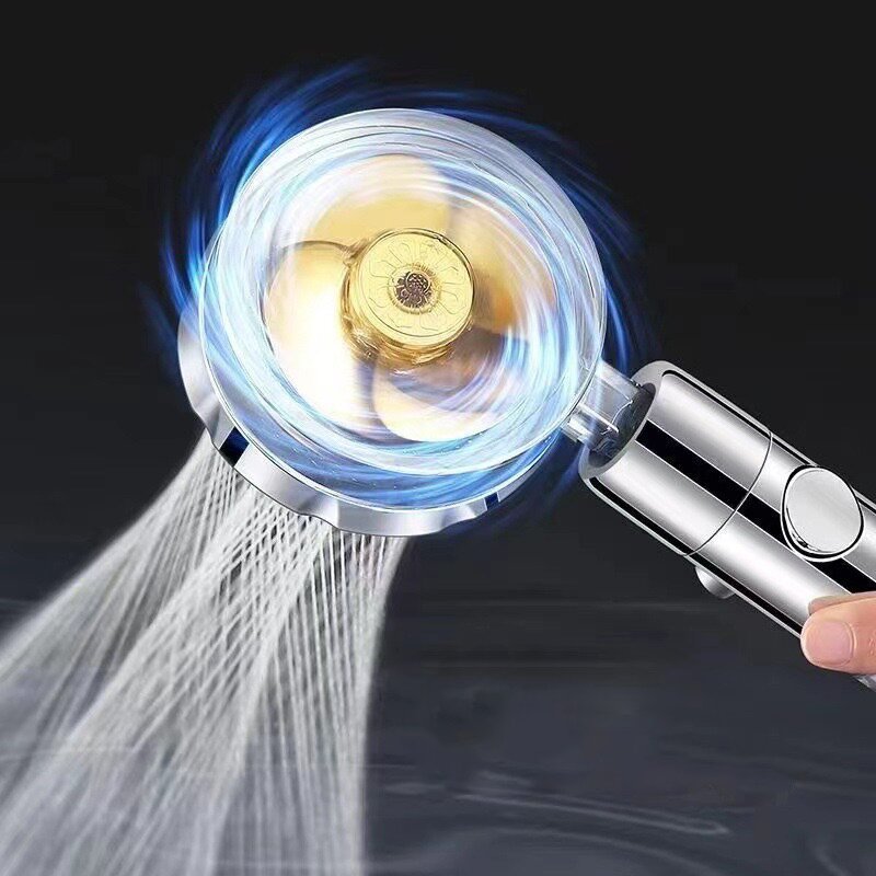 Pommeau de douche avec ventilateur à turbine rotative, filtre, accessoires de salle de bains, pulvérisation à haute pression, économie d'eau, pomme de douche réglable