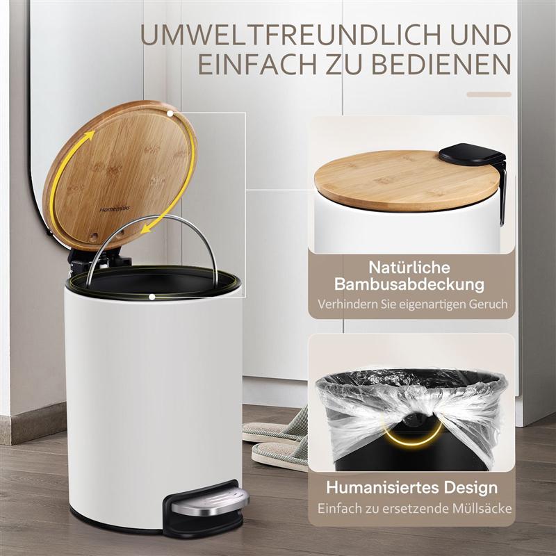 3L Ronde Rvs Stap Prullenbak Prullenbak Vuilnis Container Prullenbak Voor Keuken Badkamer Slaapkamer