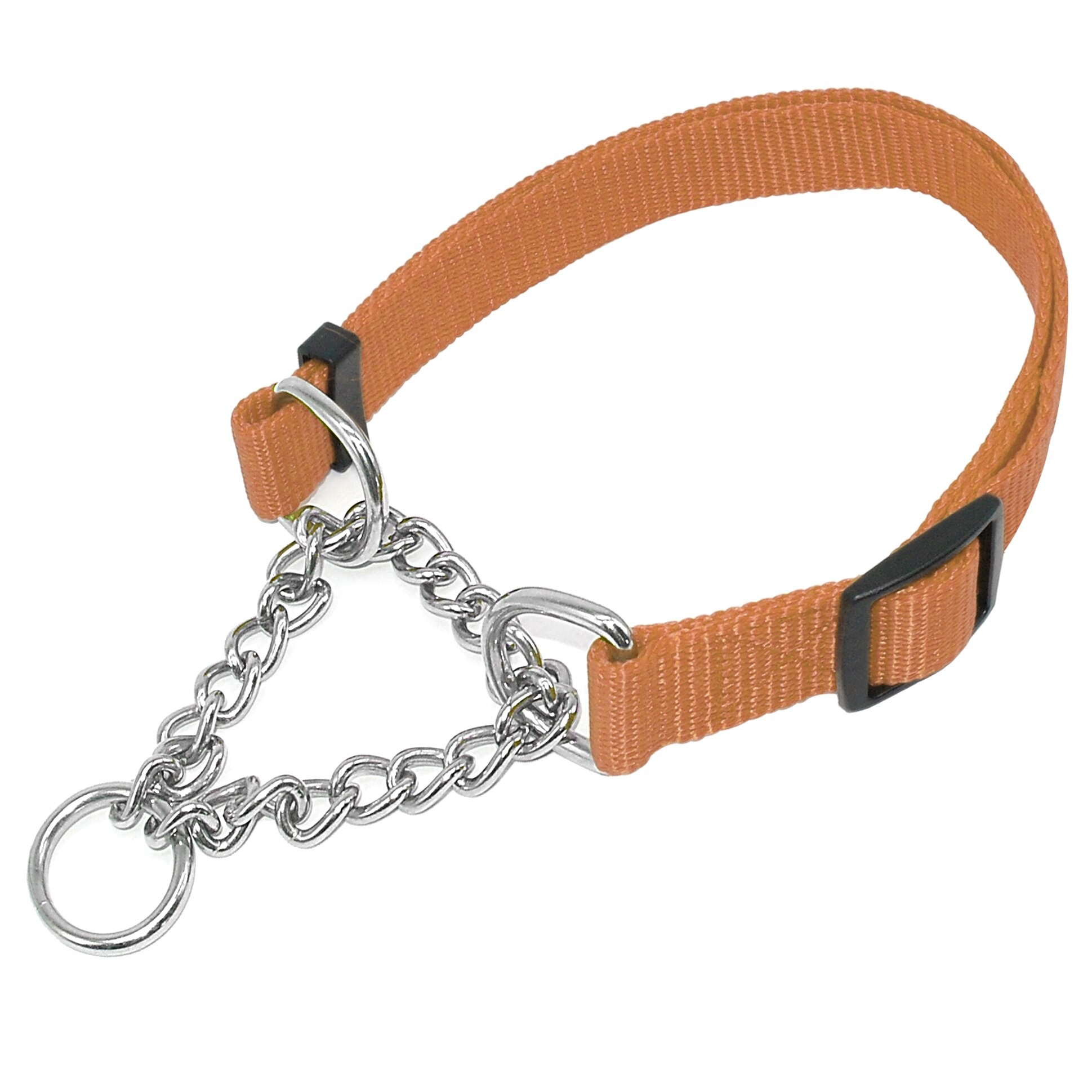 1.0 "bred nylon almindelig farve hund kæledyr choke kæde træning krave 4 farver 16-29 " justerbar: Brun