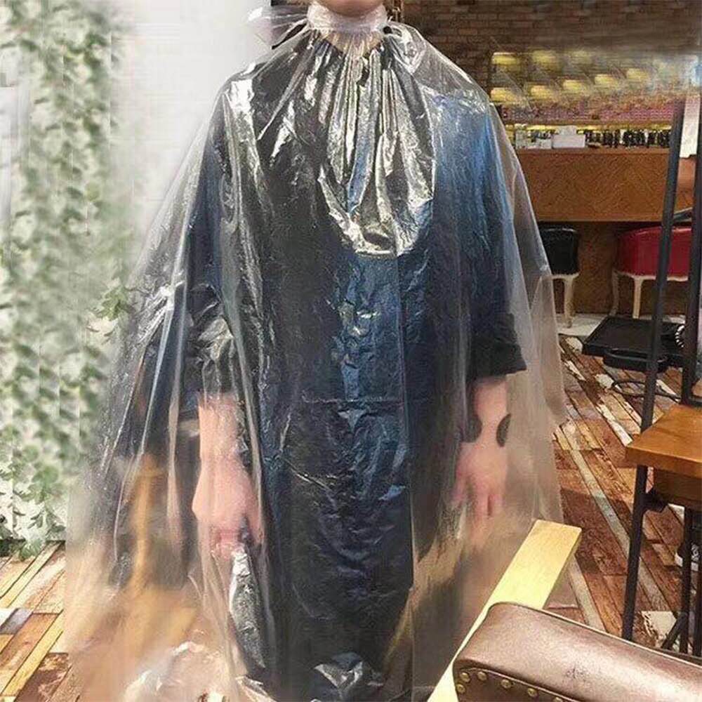 50/100 Pcs Disposable Hairdressing Capes PE Waterproof Apron Cutting Perm Dye Hair Cape Barber Transparent Hairdressing Cloth