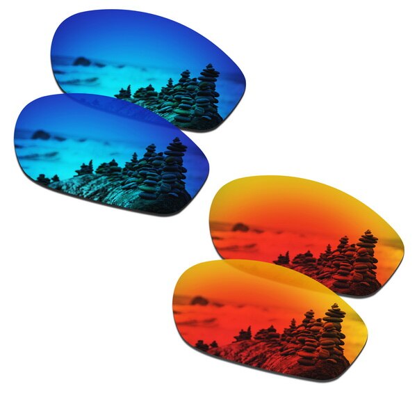 SmartVLT Replacement Lenses Polarized for Oakley Encounter Sunglasses - Multiple Pairs Packed: Blue and Red