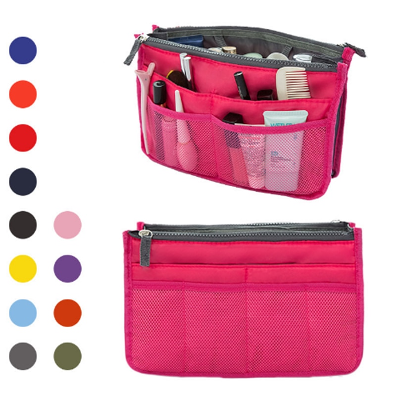 Organizer Insert Bag Vrouwen Nylon Travel Organizer Insert Handtas Portemonnee Grote Liner Lady Make-Up Cosmetische Bag Goedkope Vrouwelijke Tote