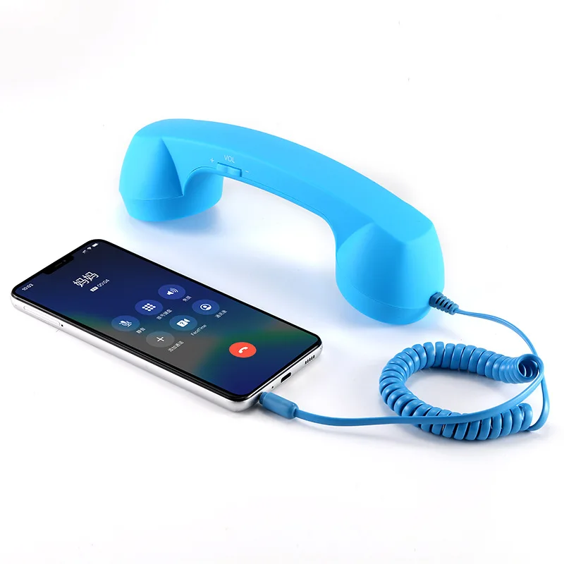 Telefoonhoorn 3,5 mm Klassiek, modieus Stijlvolle handsetontvanger Microfoonluidspreker voor telefoon Smartphone: Sky Blue