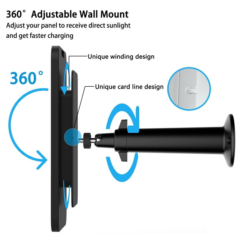 Solar Panel Charging for Camera Cable Supply for Wireless Outdoor Waterproof Security Camera Non-Stop Charging