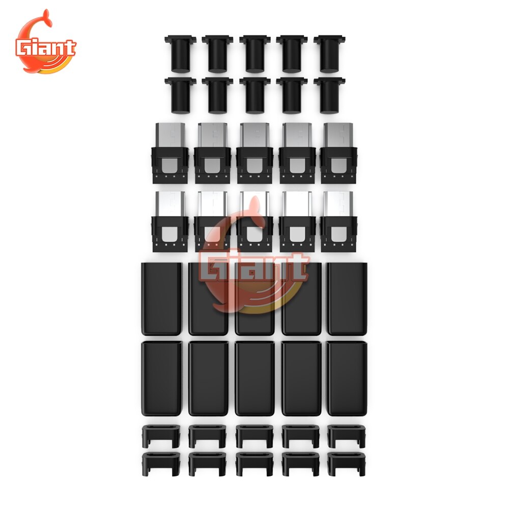10 pcs Micro USB Male Connector 4 Pin DIY Date Cable OTG Line Plastic Shell Jack Tail Socket T Plug Terminals Micro Converter