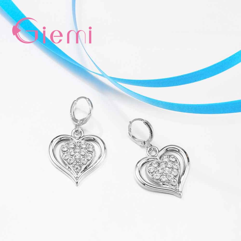 Hohl Süße Herz Schmuck Sets Für Frauen Freundin Ziemlich 925 Sterling Silber Chocker Anhänger Halskette Ohrring