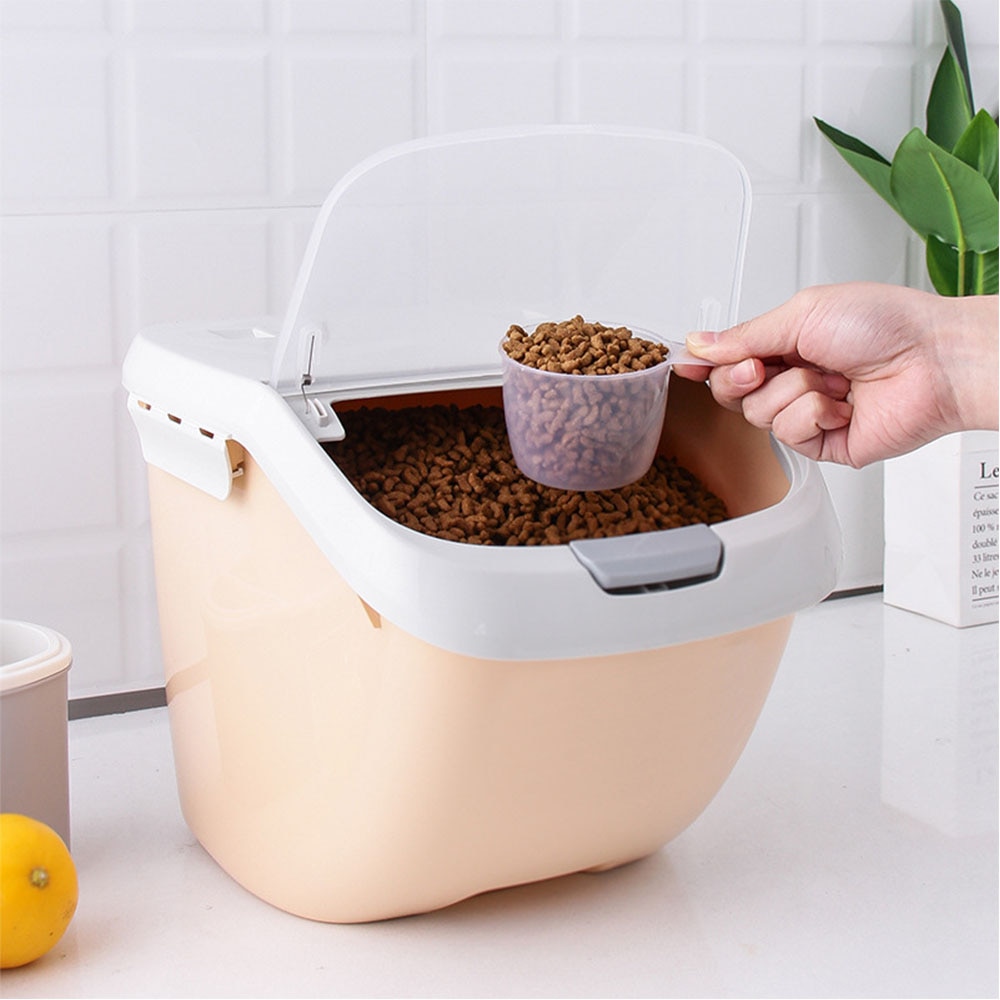 Stor kapacitet opbevaring frisk boks mad beholder hund spand lastisk kæledyr hund foder opbevaring mad beholder meldug anti-oxidation