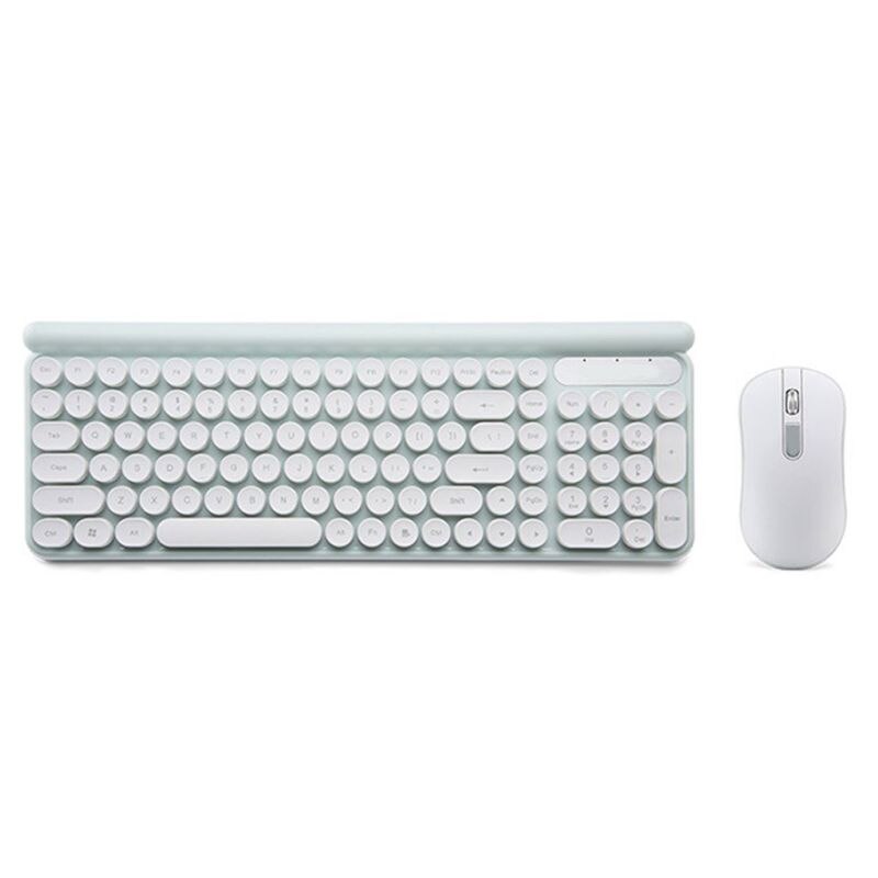 Wireless Keyboard and Mouse Set Battery Powered Silent Computer Keypad Mouse 28GE: White