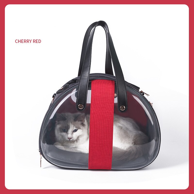 Mochila con cápsula espacial para gato, bolso de viaje, para perros pequeños, suministros para gatos: Rojo