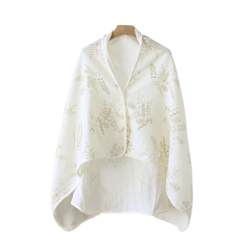 Bloemen bedrukte katoenen moeder Cape deken ademend warm houden borstvoedingshoes voedingshoes zachte outdoor voedingshanddoek: Ivoor