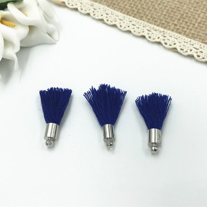 Diy 40 st mini bomullstråd metall hatt tofs hänge hantverk nyckelring dekoration 25mm: Kungsblå -40 st