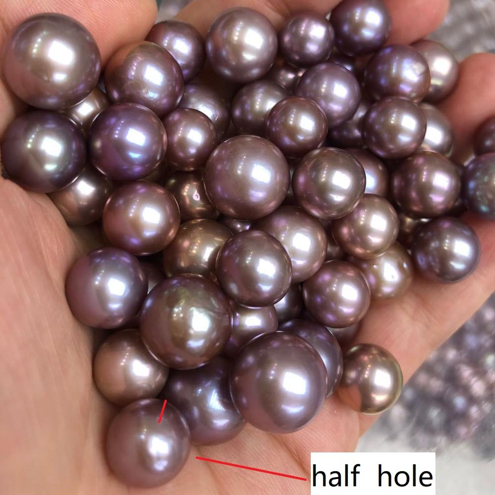 DIY PERLE PERLEN, 5 TEILE/LOS, 9-11mm hohe glanz lila runde perle, 100% natur süßwasser verlieren perle, halb oder keine See