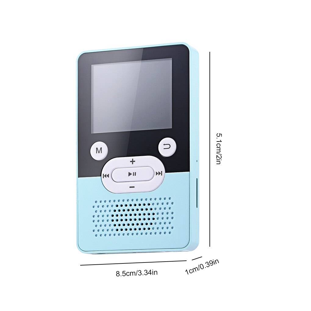 MP3 Player 3.5mm TF Card Bluetooth-compatible Rechargeable MP4 JPG JPEG BMP GIF Radio E-book Sport Music Blue 8G
