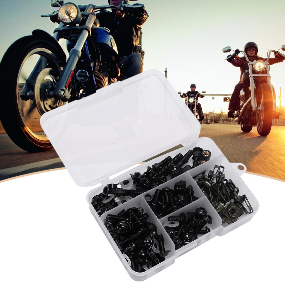 177Pcs Kuip Schroeven Duurzaam Voorruit Schroeven Bouten Voor Motorbike: Black