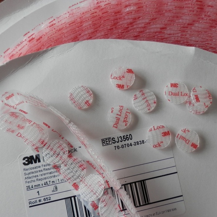 15mm circle die cut 3M Dual Lock SJ3560 Clear Reclosable Fastener adhesive tape, Type 250, 30pcs/lot