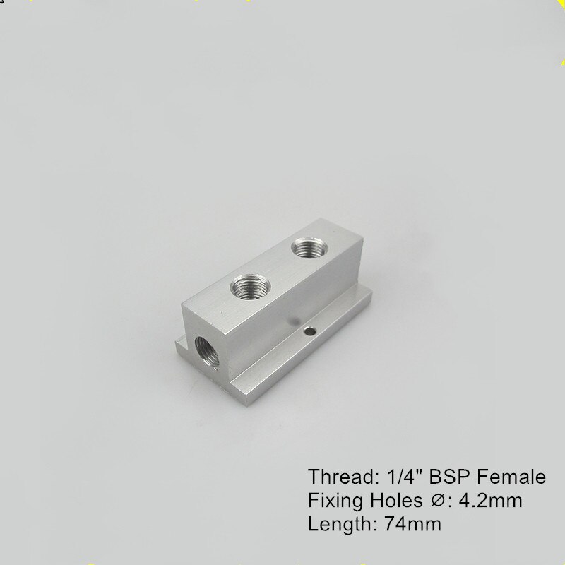 1/4" BSP Female Thread T Shaped Aluminium Pneumatic Manifold Splitter Block Quick Connector Distributor Air Compressor Fitting: 2 Way 4 Port