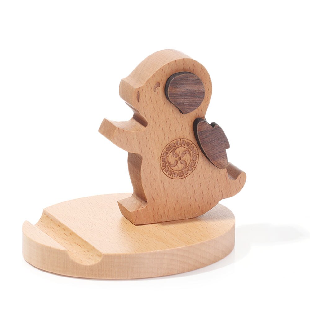 Solid Wood Animal Bracket Phone Holder Desk Stand Foldable Desk Holder Stand Car Home Mount Bracket: 8