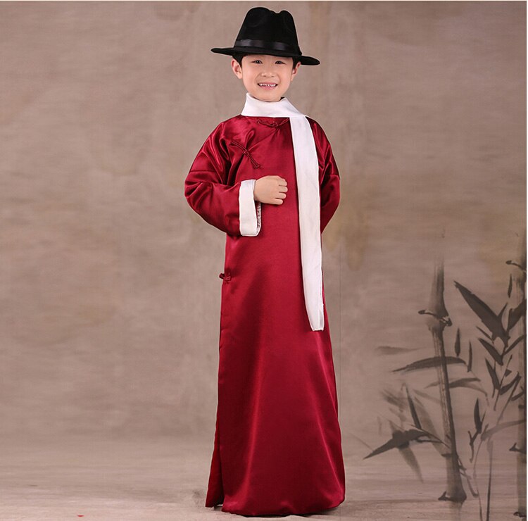 3 couleurs garçon chinois Costume folklorique chinois longue Robe enfants chinois Hanfu vêtements enfant Ming Performance danse Costume: red / M