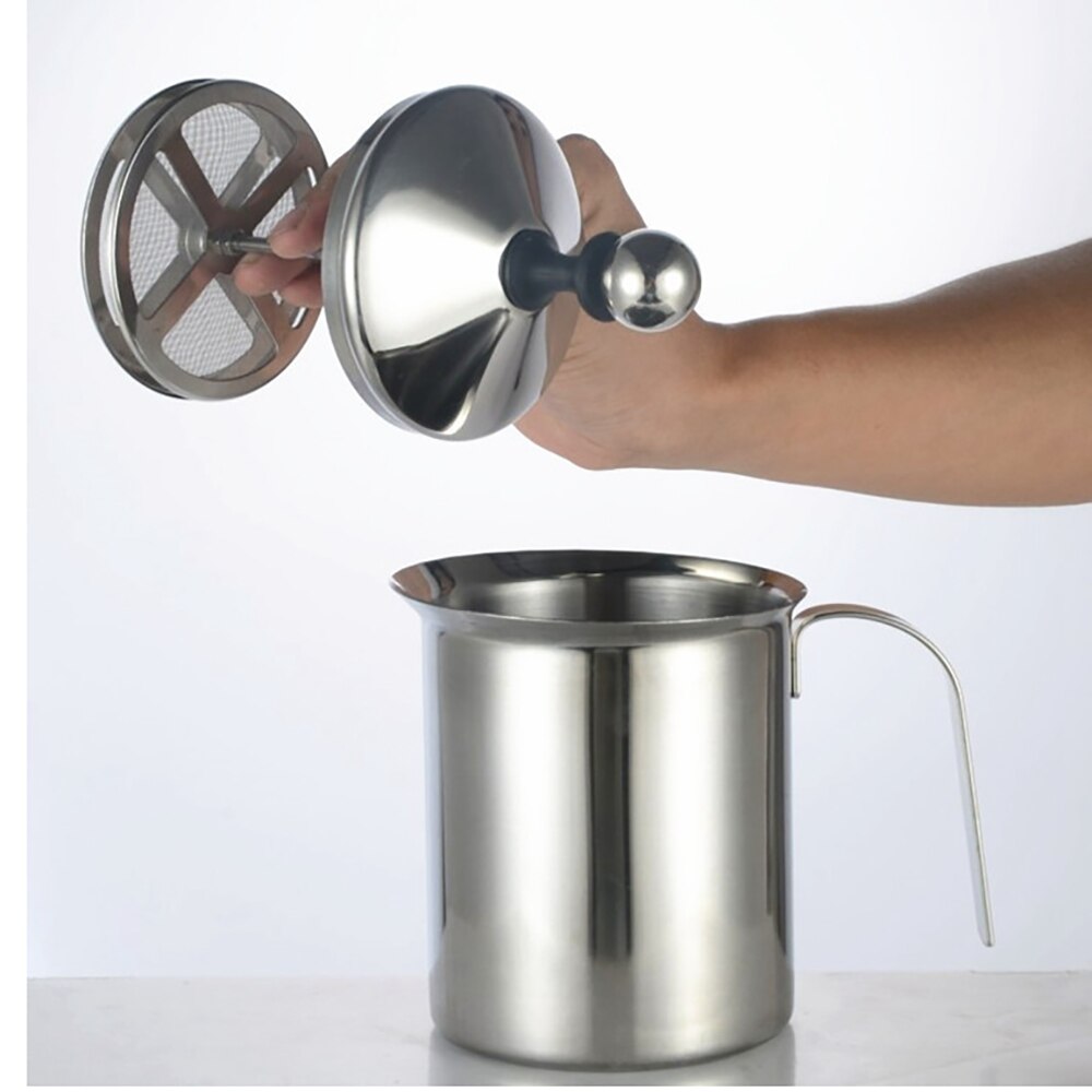 400Ml Handmatige Melkopschuimer Huishoudelijke Roestvrij Staal Koffie Foamer Dubbele Mesh Koffie Cappuccino Schuimende Creamer Keuken Gereedschap
