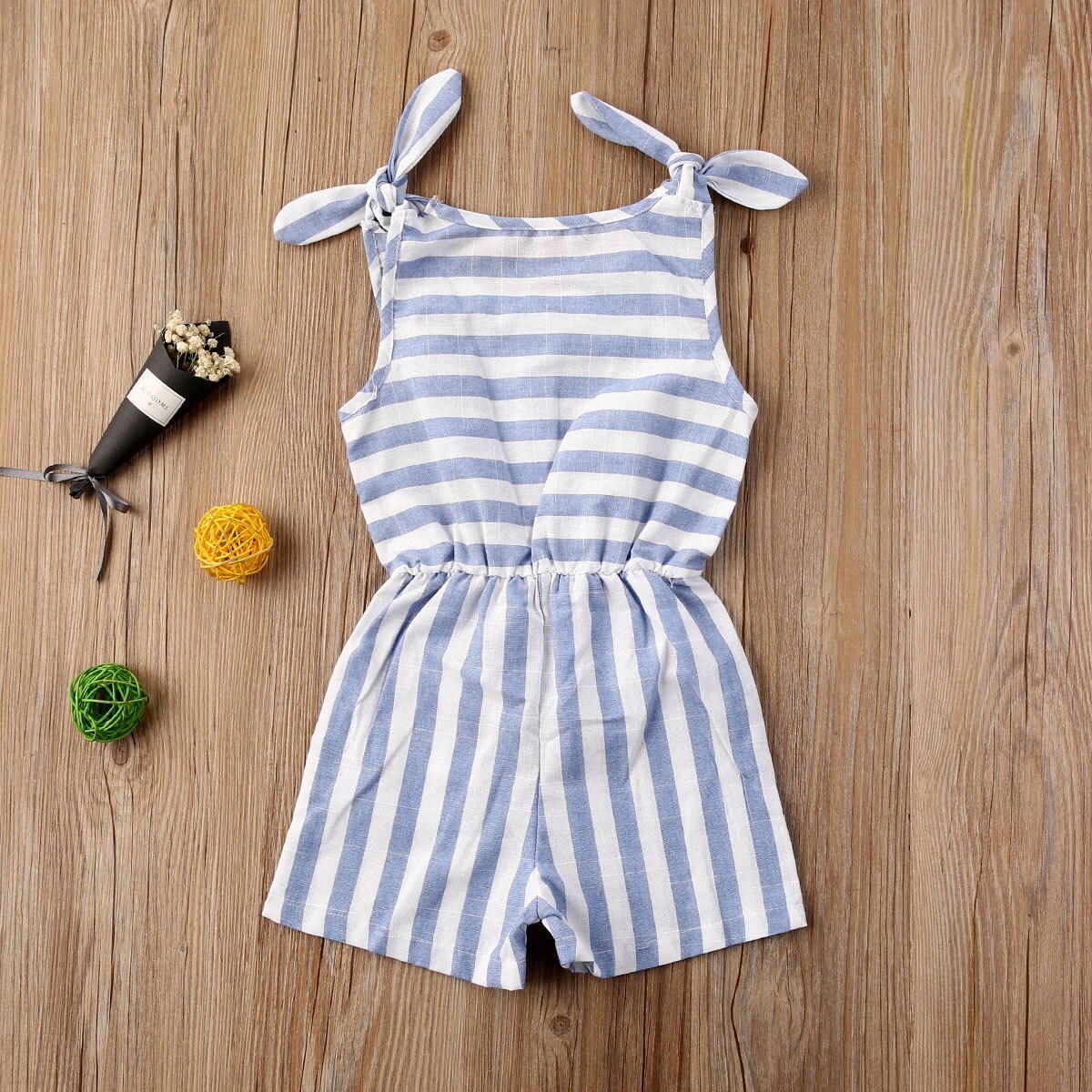 Baby Girl Cotton Blue and White Striped Playsuit 1-5Y Kids Children Summer Casual Sleeveless Straight Overalls Jumpsuit