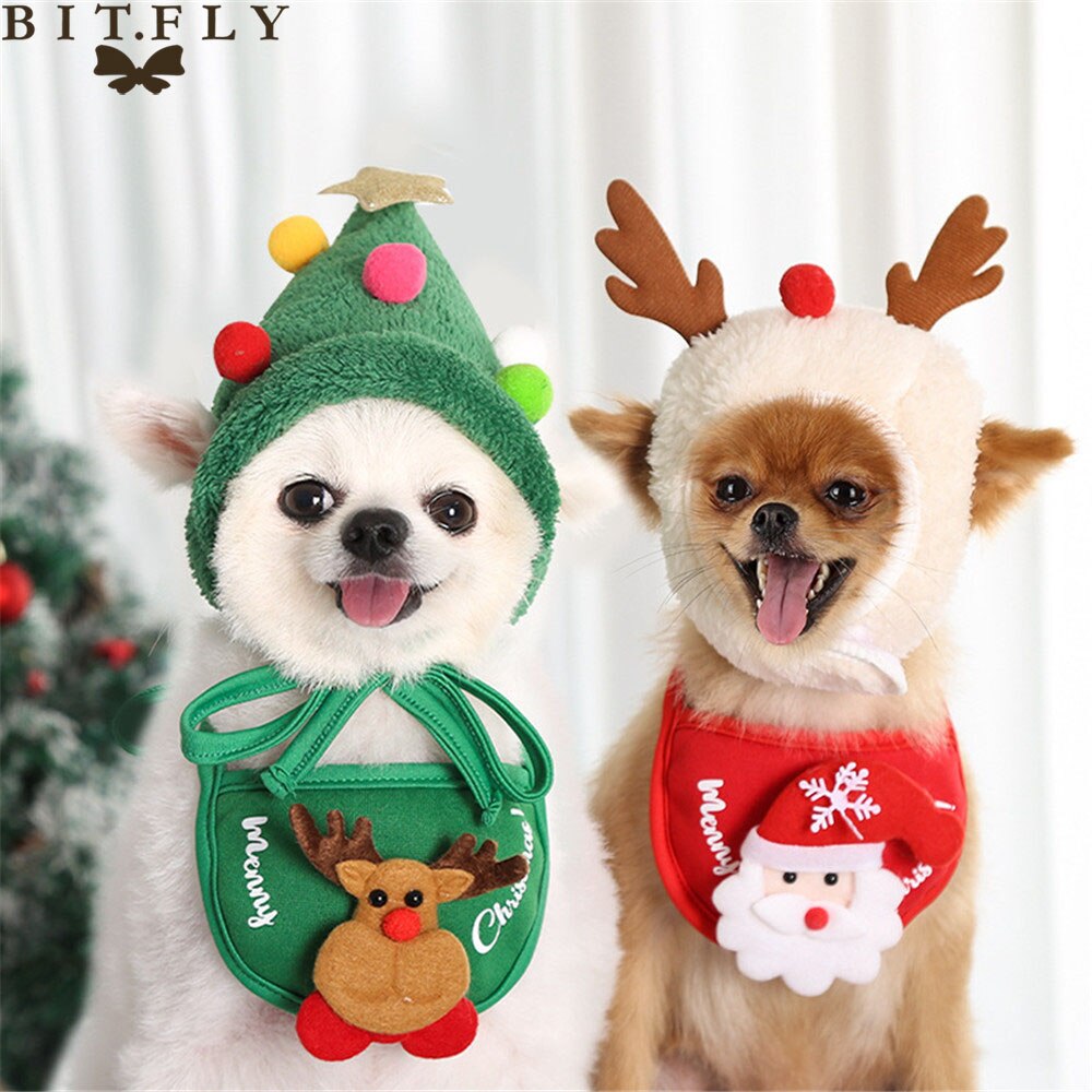 Hund julebandana nissehue hundetørklæde trekant hagesmække tørklæde julekostume outfit til små mellemstore hunde katte kæledyr