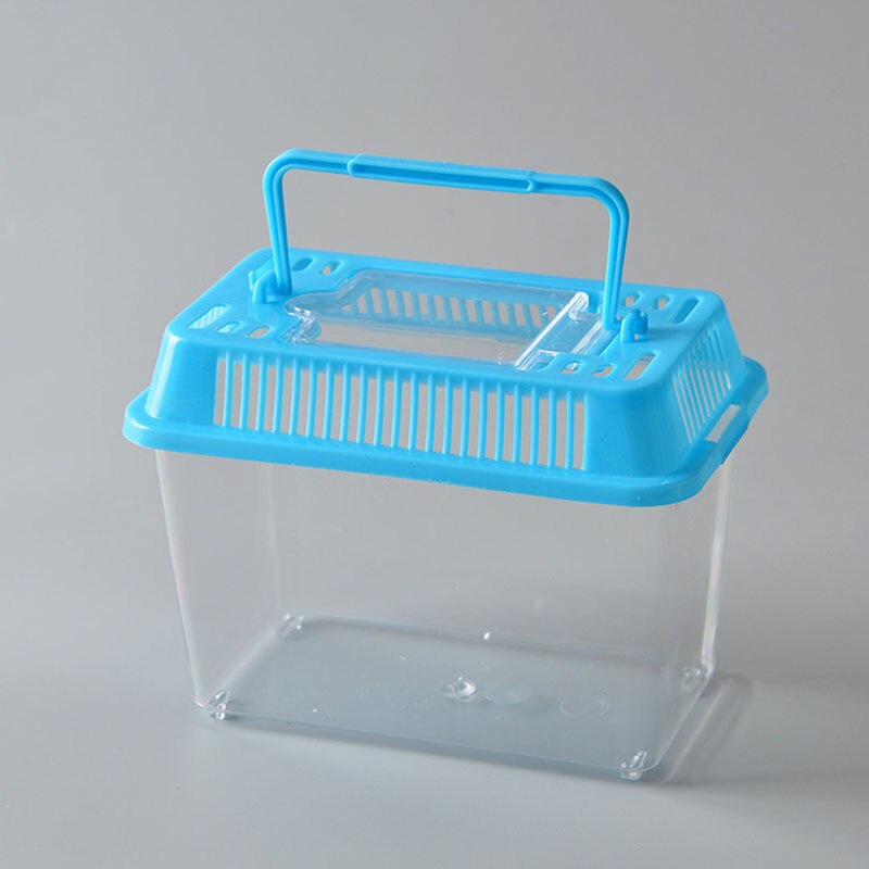 1 PCS Little Fish Tank Goldfish bowl Cute Transparent Plastic Goldfish Bowl pet Reptile Tortoise cage: Blue