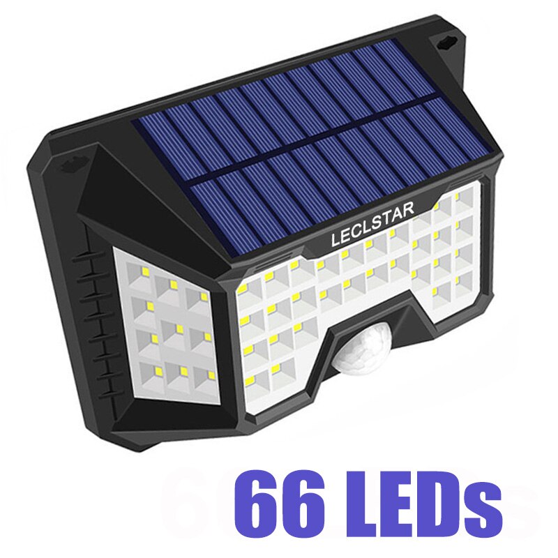 LED Night Light with Motion Sensor Solar Powered Night Lamp Outdoor Waterproof Garden Road Street Wall Lamp luminaria Nightlight: 66 LED White Light