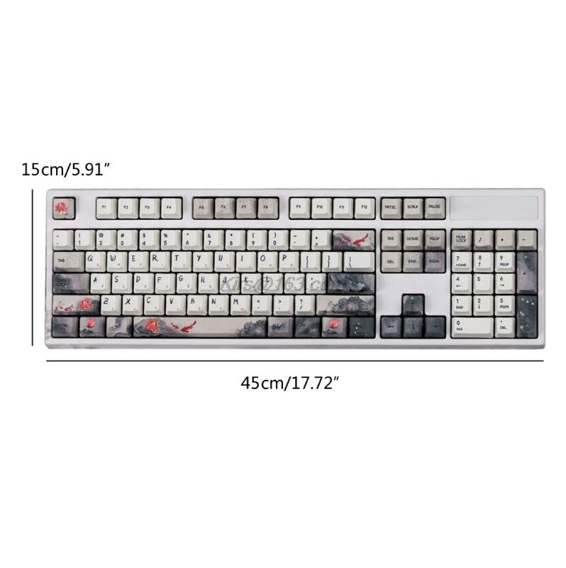 5 lados, sublimación de tinta, 108 teclas, OEM, teclas PBT, Teclado mecánico de teclas de juego completo, teclas de tinta Koi Nobori, teclas de carpa