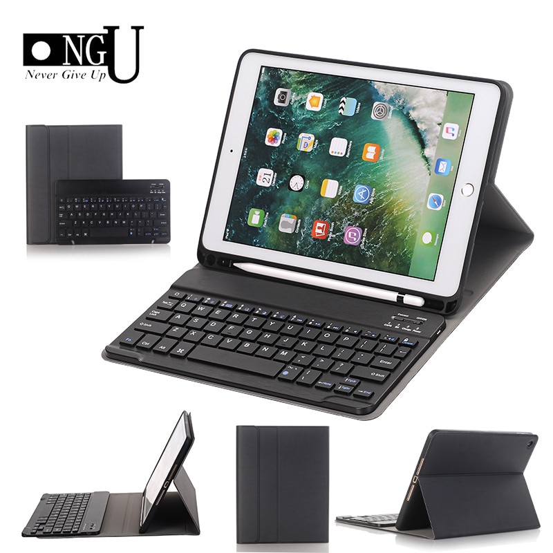 Bluetooth Keyboard Case for iPad 9.7 Pencil Holder Smart Leather Cover for iPad 9.7 /Pro 9.7 Air2/Air Case for ipad 5 6